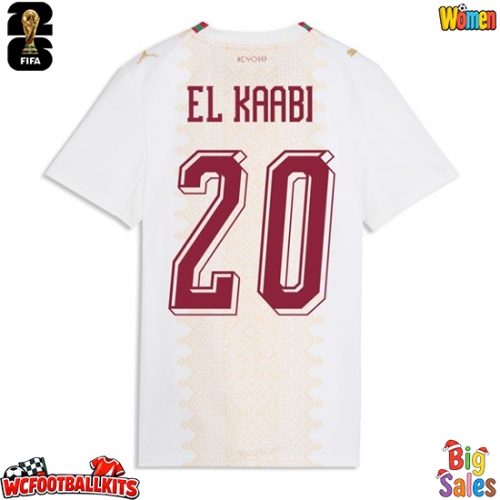 Morocco Ayoub El Kaabi #20 Replica Away Stadium Shirt for Women World Cup 2026 Short Sleeve